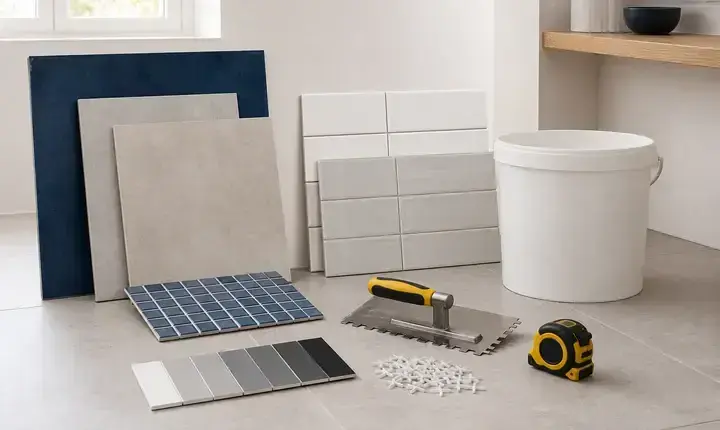 Carrelage et faïence: matériaux, grès cérame et mosaïque Matériaux carrelage et faïence avec grès cérame, faïence, mosaïque, colle, joints et outils