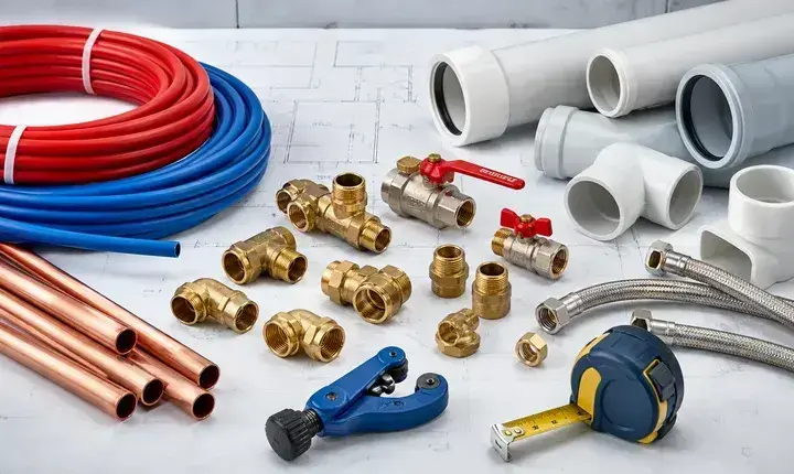 Plomberie: matériaux, tubes et raccords à comparer Tubes PEX, cuivre, PVC, raccords laiton et outils pour devis plomberie