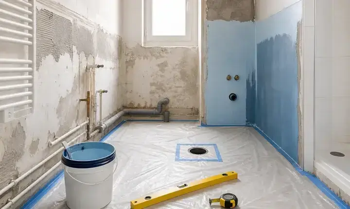 Rénovation salle de bain: préparation de chantier, protection, dépose, réseaux et étanchéité