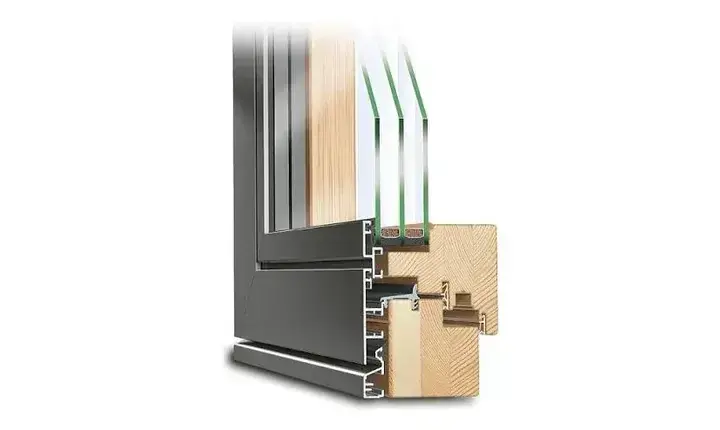 Profil mixte de fenêtre aluminium et bois