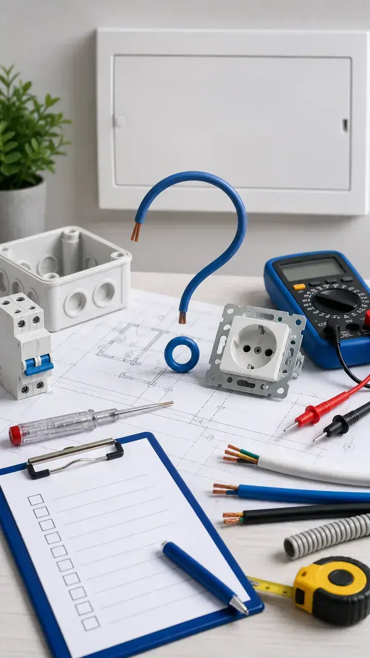 Questions fréquentes sur devis électricité Questions fréquentes sur devis électricité avec plan, tableau, testeur, checklist et câble bleu