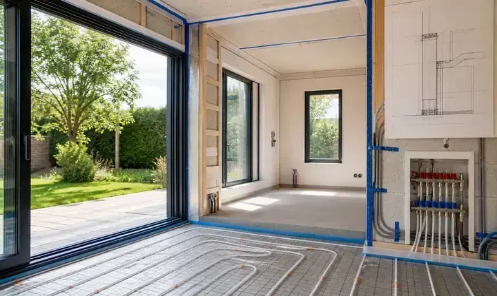 Extension maison: solution confort et luminosité Extension maison solution confort avec baie vitrée, isolation, lumière naturelle et réseaux prévus