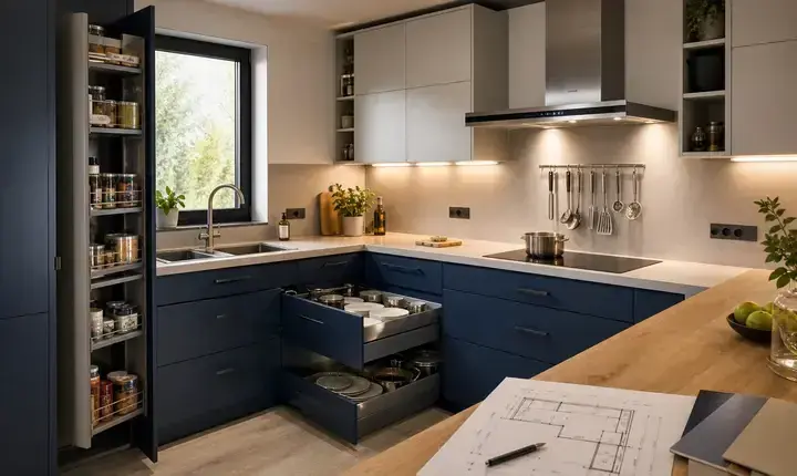 Rénovation cuisine: solution confort, ergonomie et rangements Rénovation cuisine: solution confort avec rangements, LED, hotte, prises et ergonomie