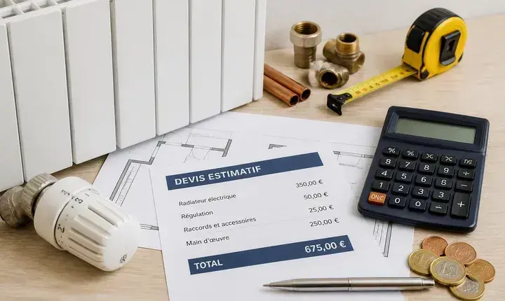 Chauffage: solution économique et budget maîtrisé Solution économique chauffage avec radiateur, thermostat, calculateur et euros