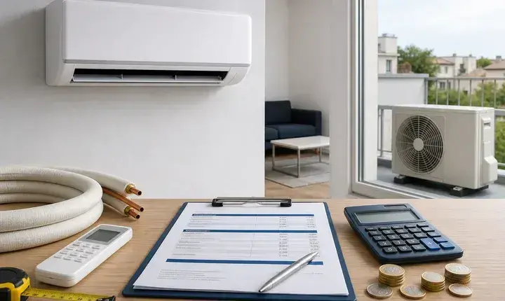 Solution économique climatisation avec mono-split, groupe extérieur, calculateur et budget