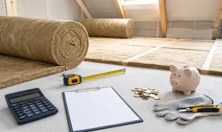 Solution économique isolation avec combles, laine minérale, calculateur, euros, devis vierge et outils