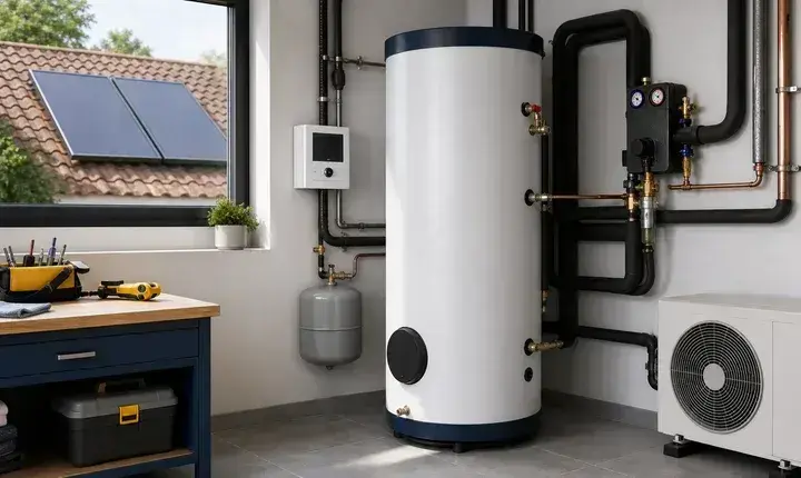 Solution premium chauffe-eau solaire ou thermodynamique avec ballon, capteurs, régulation et pompe