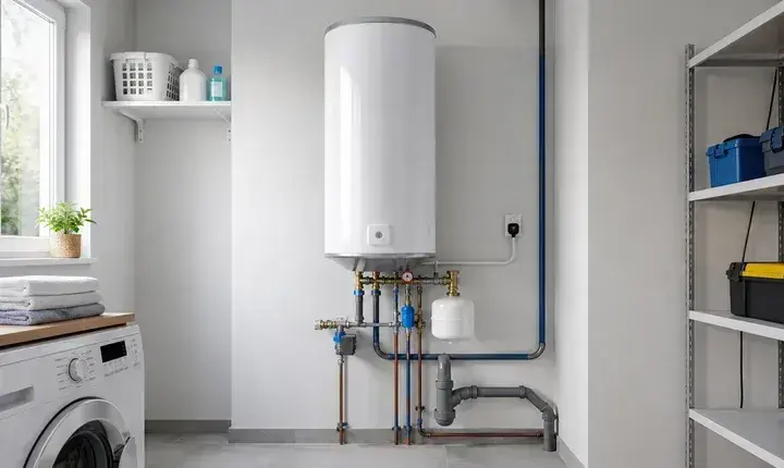 Solution standard chauffe-eau électrique avec groupe de sécurité, vase d'expansion et évacuation